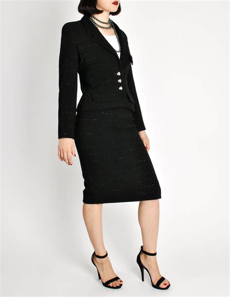 ladies chanel style suits|vintage lady in Chanel suits.